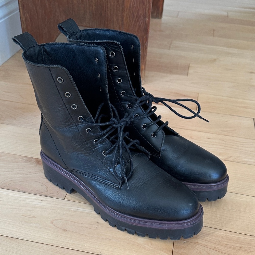 Enzo Tesoti Lace-Up Leather Combat Boots